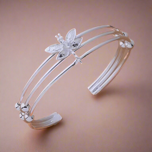 Dragonfly Cuff  Silver Bracelet for Woman