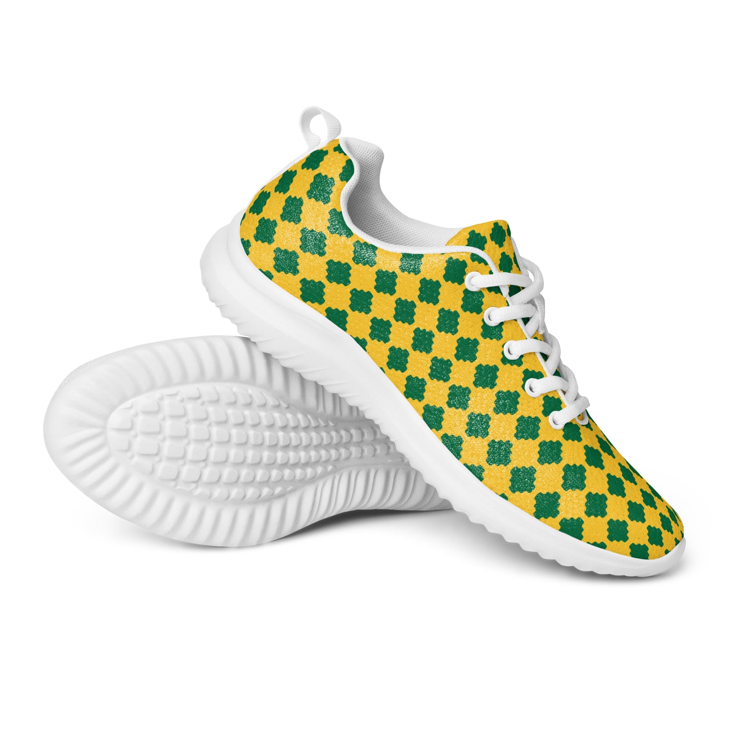 DASH Pixel Green Gold Men’s Athletic Shoes Lightweight Breathable Design by IOBI Original Apparel