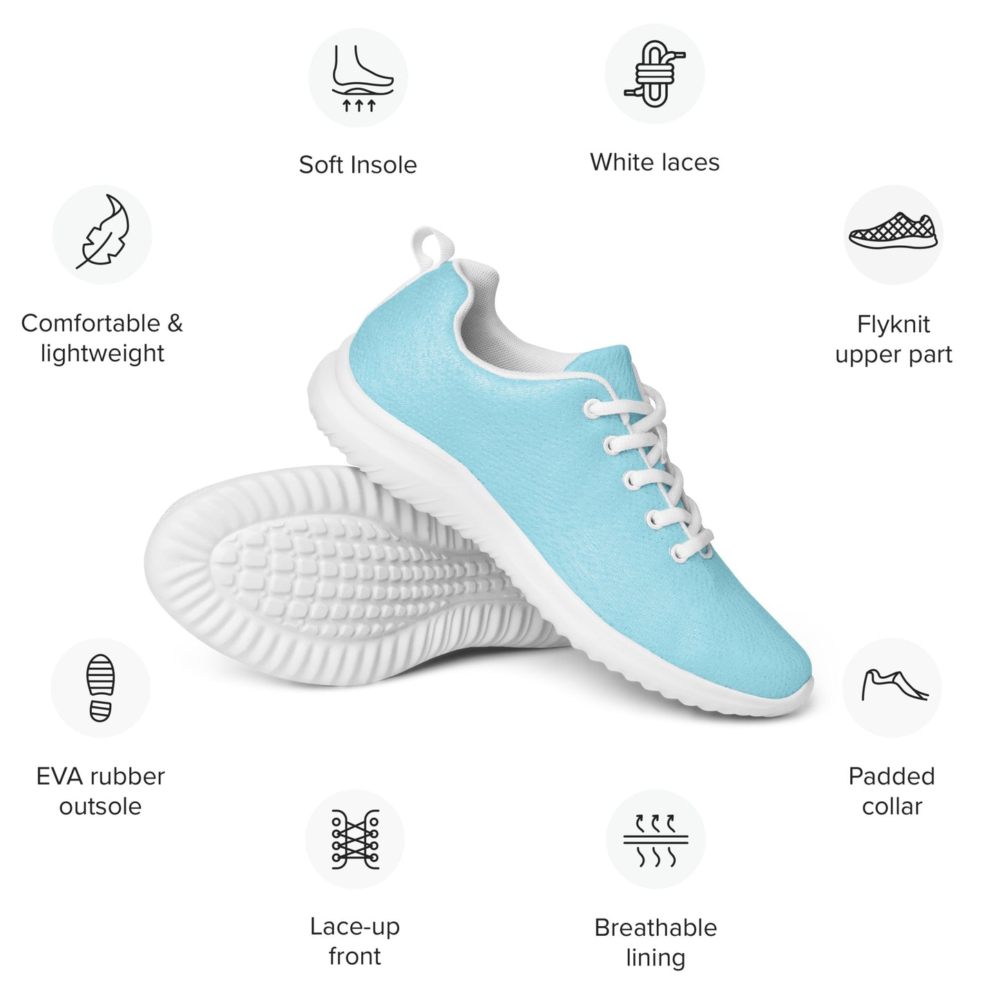 DASH Baby Blue Women’s Athletic Shoes Lightweight Breathable Design by IOBI Original Apparel