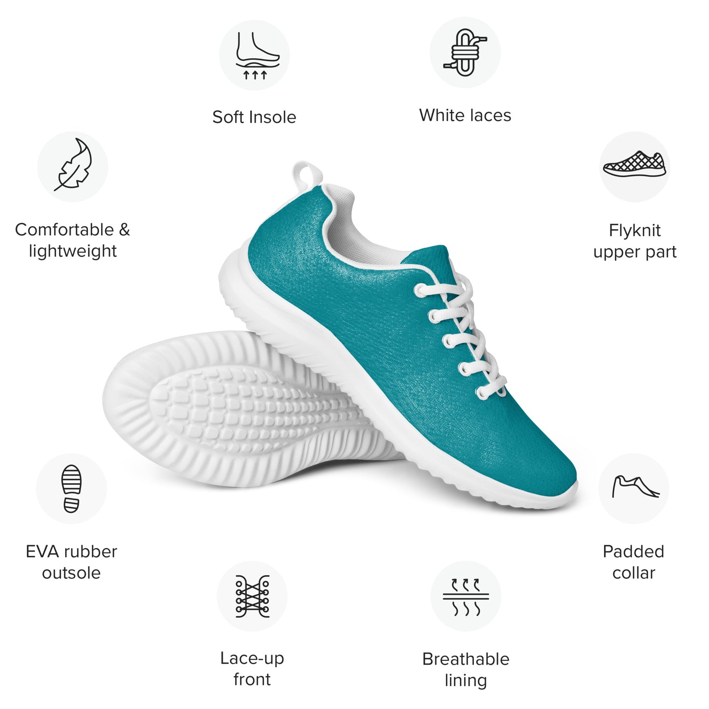 DASH Pretty Teal Women’s Athletic Shoes Lightweight Breathable Design by IOBI Original Apparel