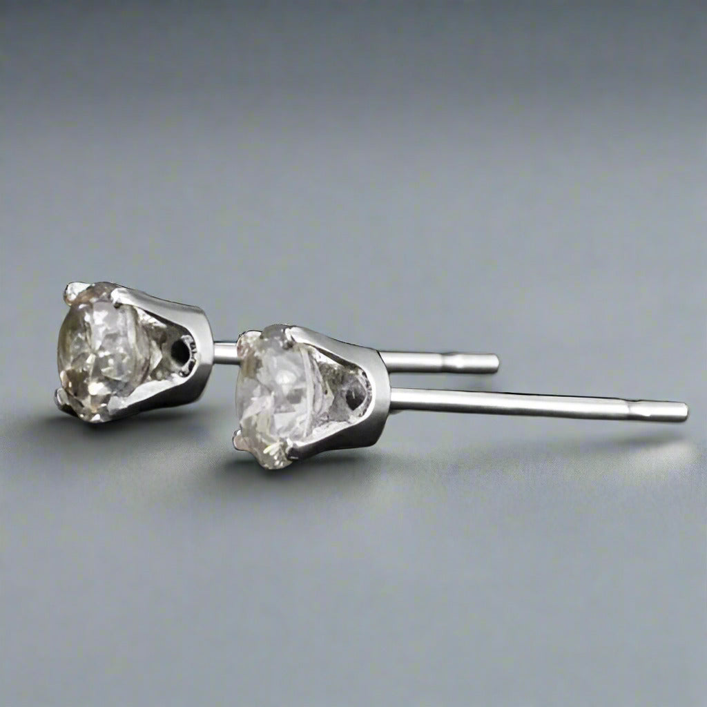 Genuine 0.20CTW Diamond Stud Earrings 14K White Gold by OB