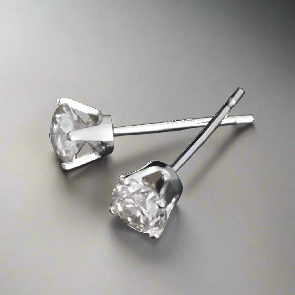 Genuine 0.20CTW Diamond Stud Earrings 14K White Gold by OB