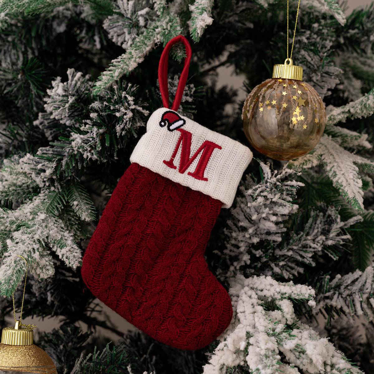 Red Letters Embroidery Hanging Socks Christmas Ornametns