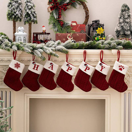 Red Letters Embroidery Hanging Socks Christmas Ornametns