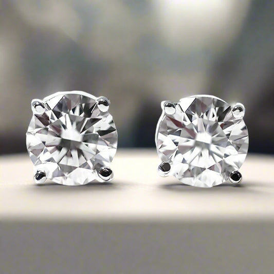 Genuine 0.22CTW Diamond Stud Earrings 14K White Gold by OB