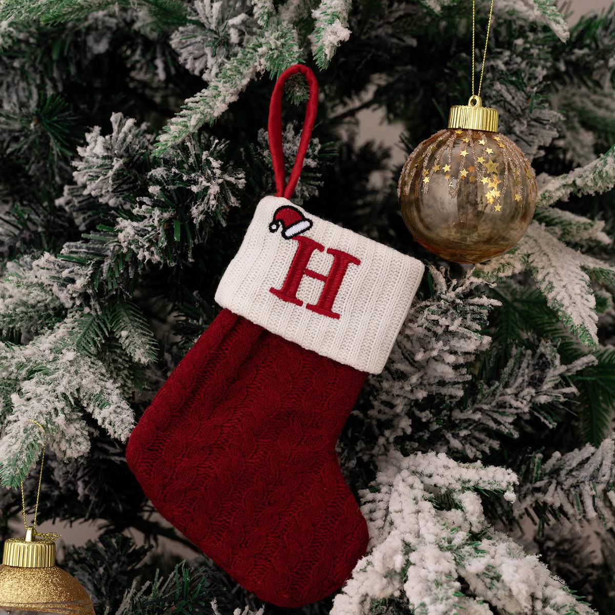 Red Letters Embroidery Hanging Socks Christmas Ornametns