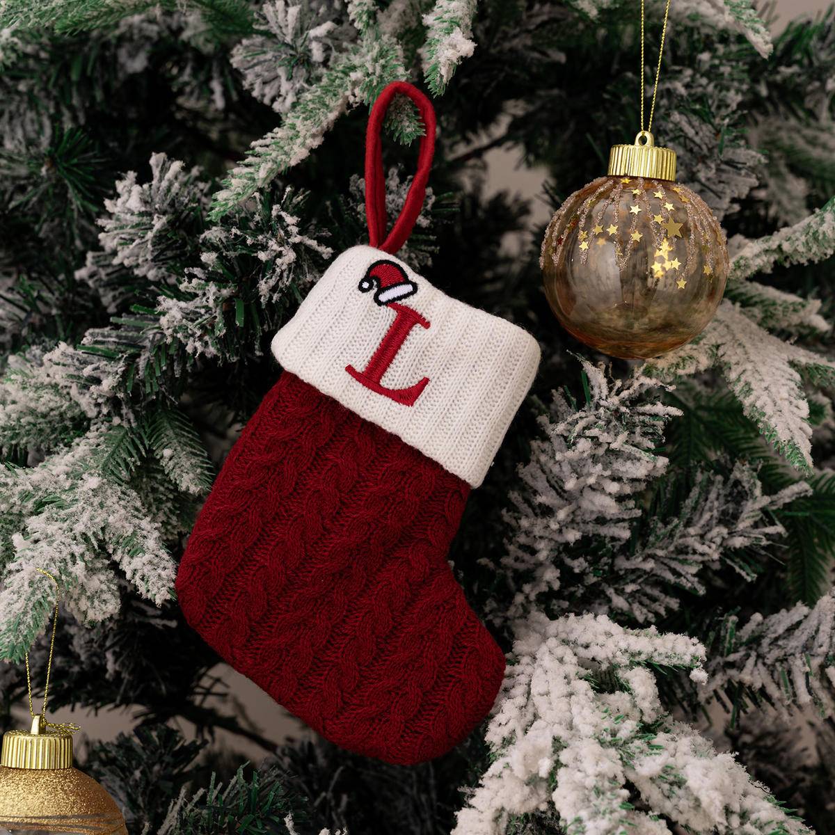 Red Letters Embroidery Hanging Socks Christmas Ornametns