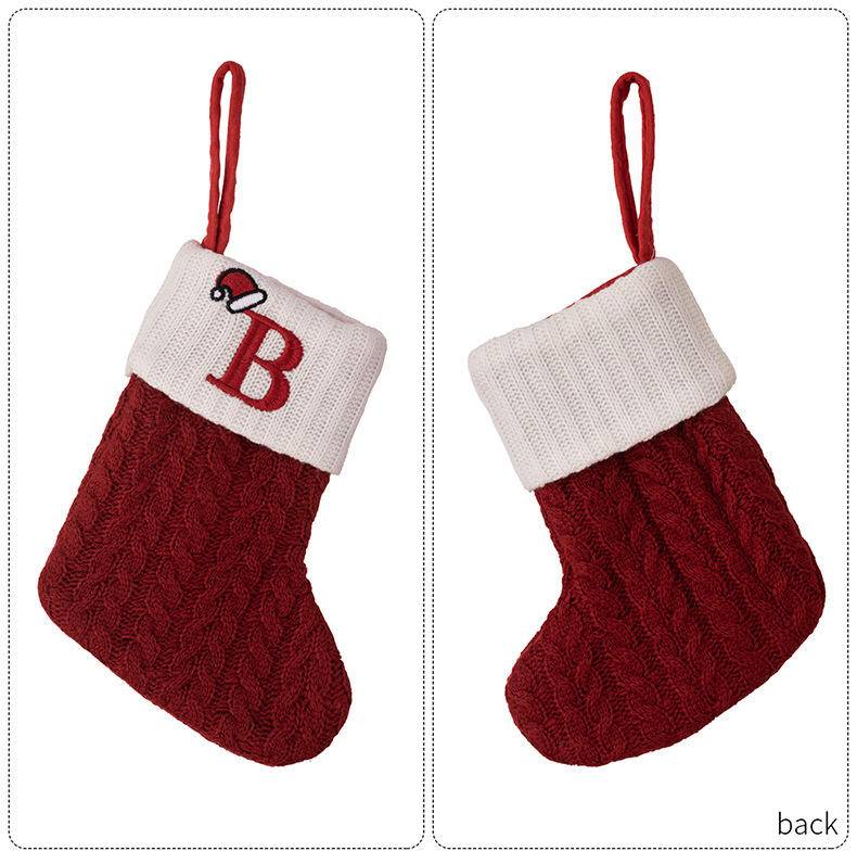 Red Letters Embroidery Hanging Socks Christmas Ornametns