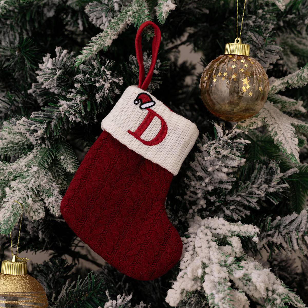 Red Letters Embroidery Hanging Socks Christmas Ornametns