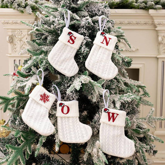 Letters Embroidery Christmas Hanging Socks Ornametns