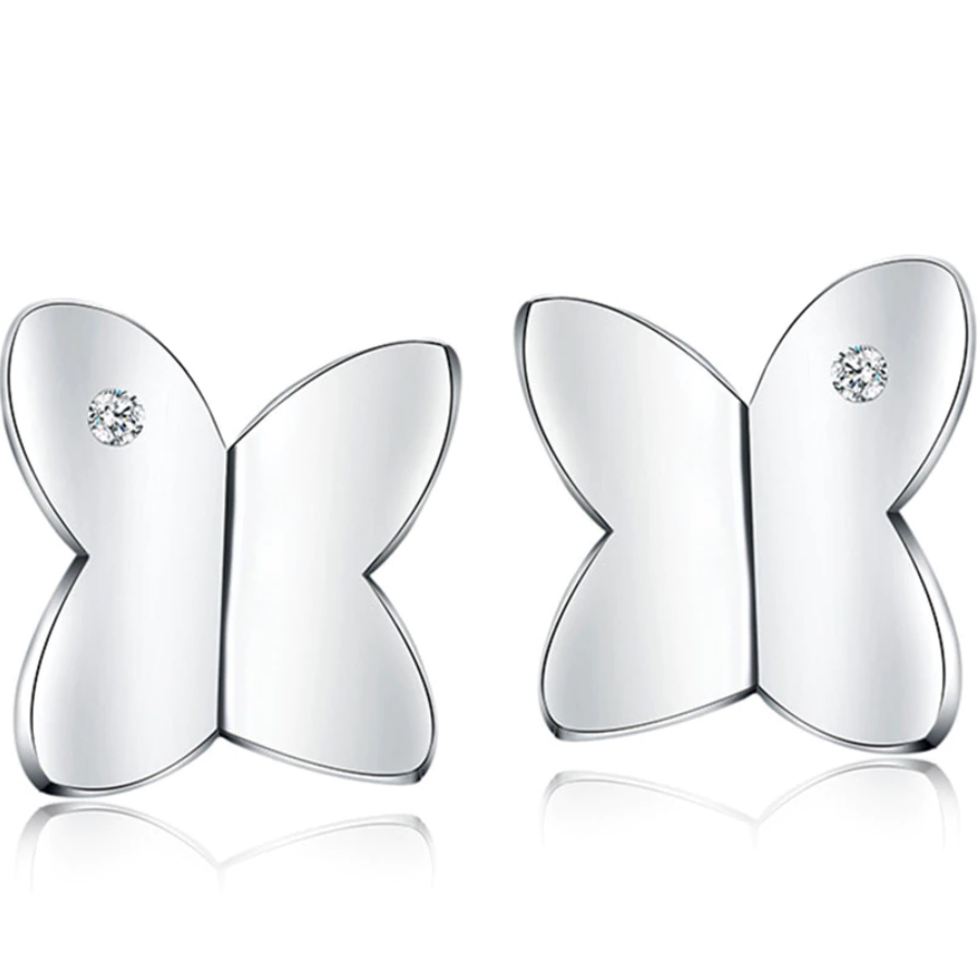 Abstract Butterfly Silver Stud Earrings for Women