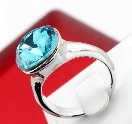 Absolutely Aqua Austrian Crystal Cocktail Ring