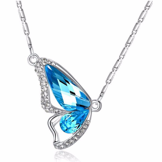 Wondrous Wings Crystal Butterfly Necklace ~ In Ten Colors