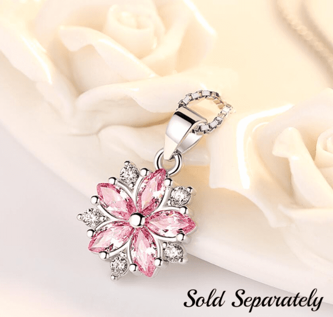 Cherry Blossoms Cubic Zirconia 14K White Gold Plated Earrings for Women