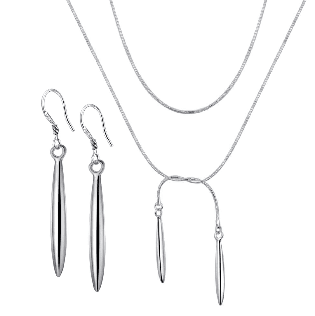 Chic Sticks Silver Wrap Necklace & Earrings for Women