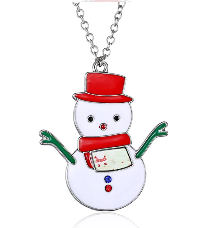 Merry Christmas Enamel Necklace Holiday Gift