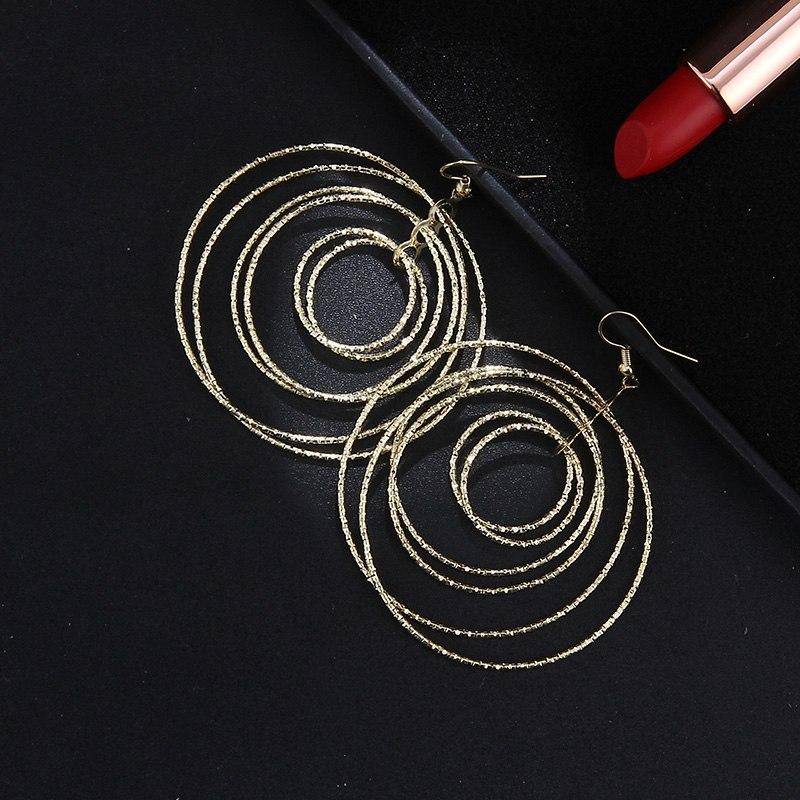 Dangling Circles Earrings in Gold or Silver for Women