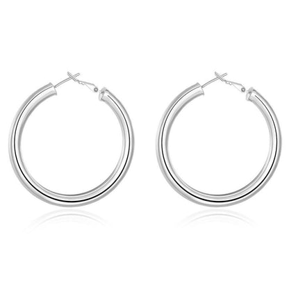 Cylindrical Hoops Silver Earrings for Women