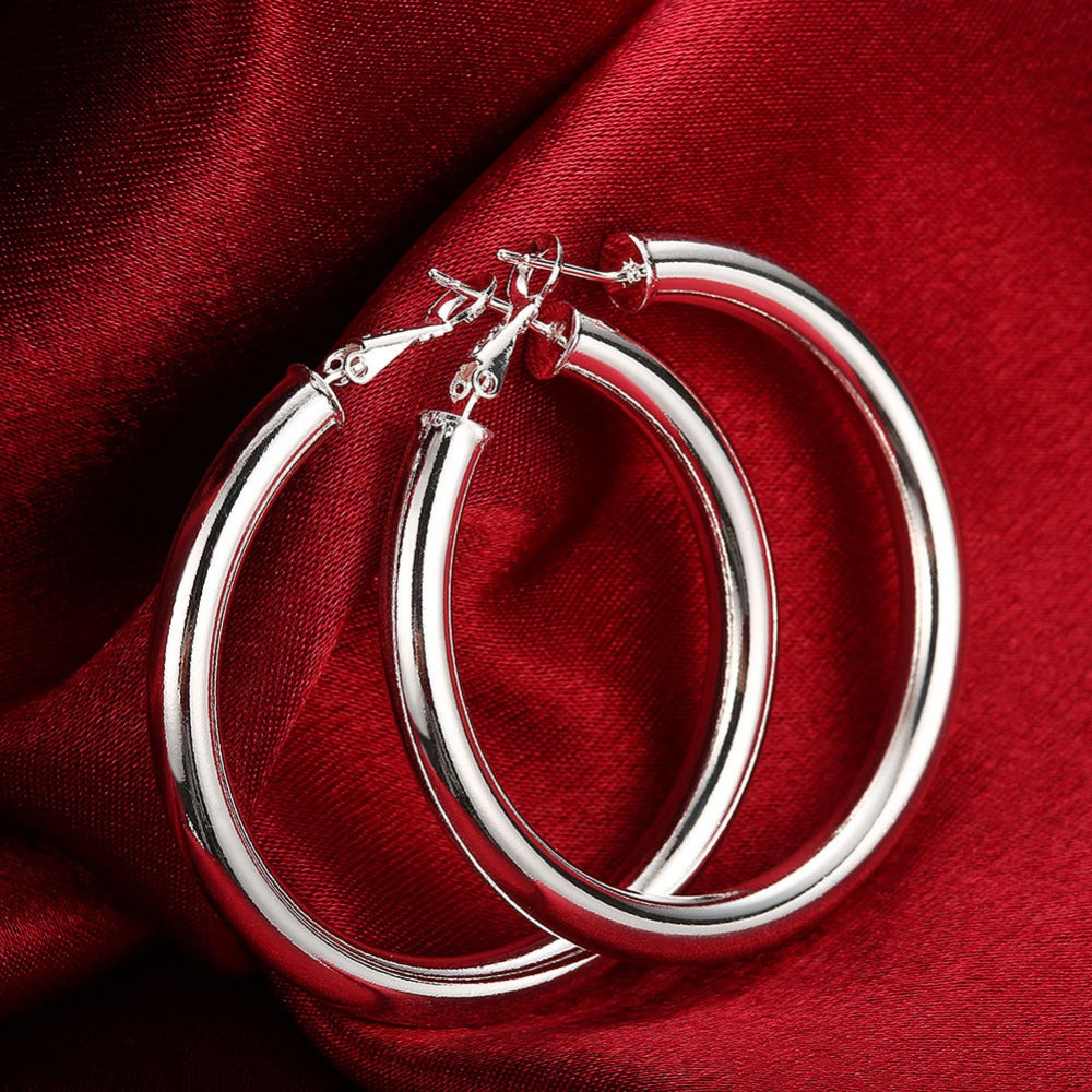 Cylindrical Hoops Silver Earrings for Women