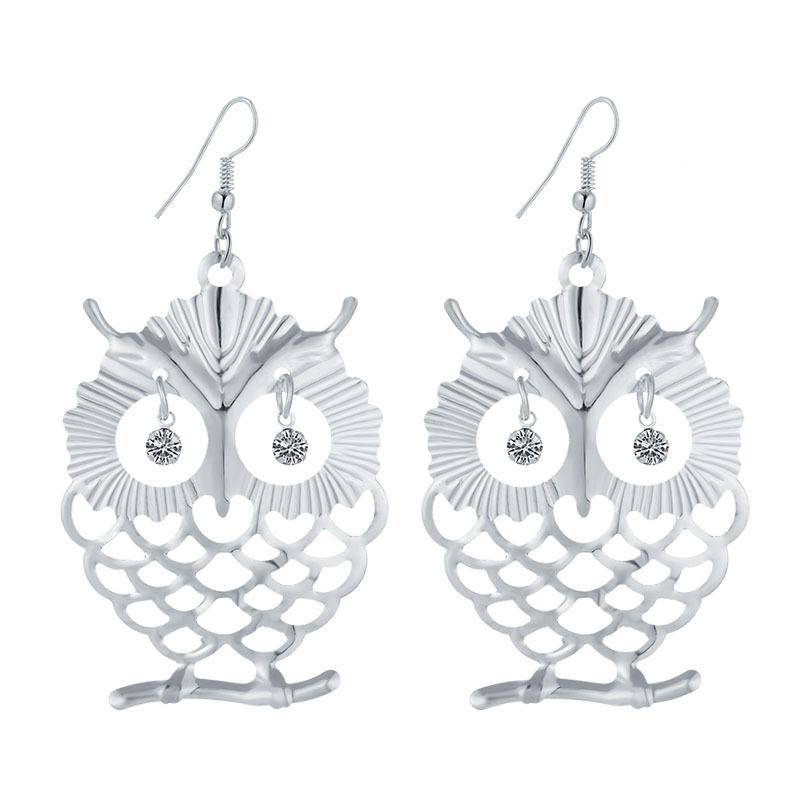 Dangling Owl Earrings in Gold or Silver