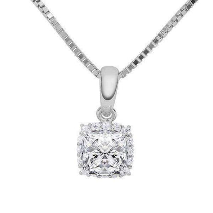 Delilah .5CT Cushion Cut Halo OB Simulated Diamond Solitaire Pendant for Women Bridal Engagement Wedding Anniversary Gift