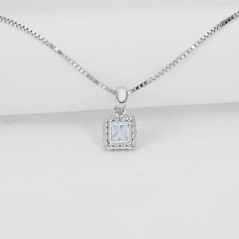 Delilah .5CT Cushion Cut Halo OB Simulated Diamond Solitaire Pendant for Women Bridal Engagement Wedding Anniversary Gift