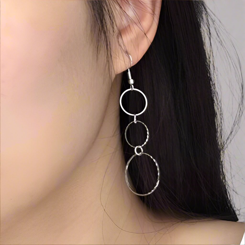 Diamond Cut Silver Circles for Women