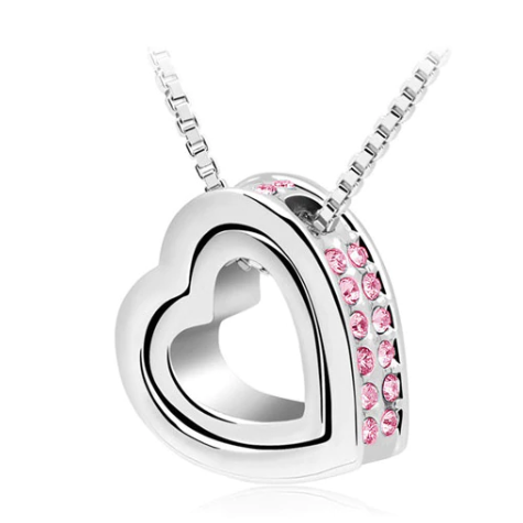 In Love Austrian Crystals Floating Heart Necklace