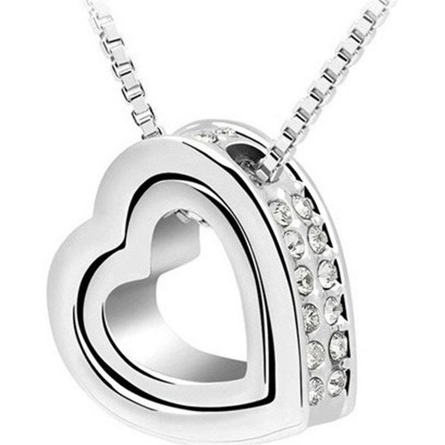 In Love Austrian Crystals Floating Heart Necklace