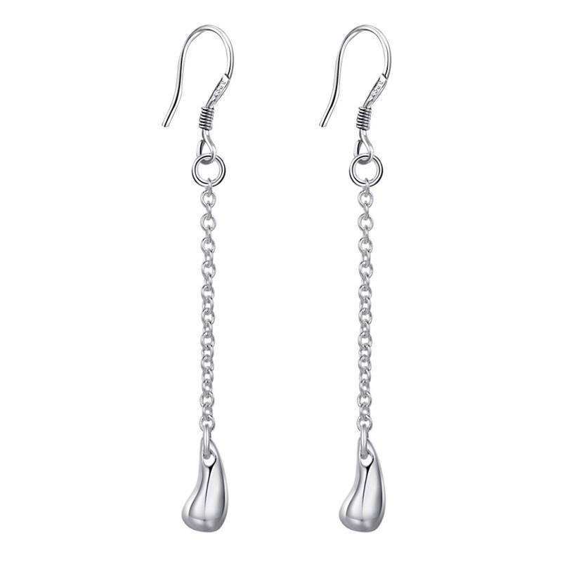 Dangling Droplets Silver Necklace & Earrings Set