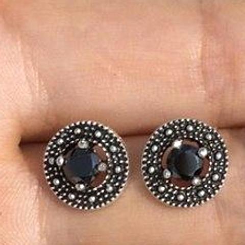 Elegant Black Halo Stud Earrings