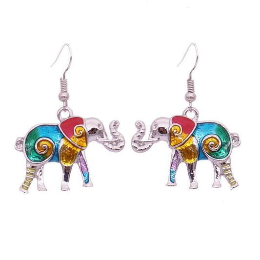 Eclectic Elephant Enamel Earrings