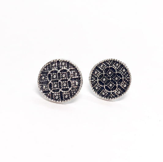 Romanesque Round Medallion Stud Earrings