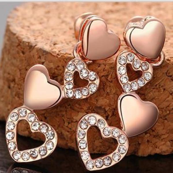 Falling Hearts CZ Necklace and Earrings Set