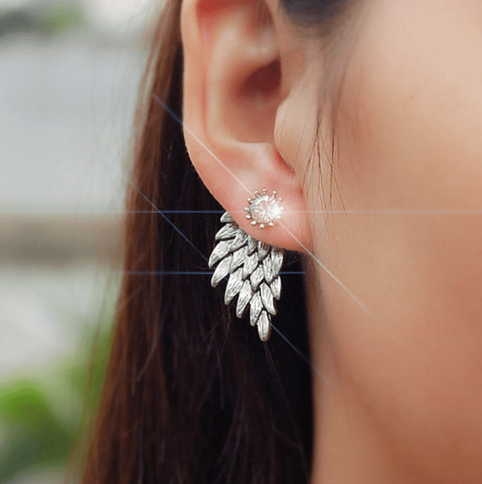 Soaring Sparkle Cz Stud Earrings & Wing Jackets for Women