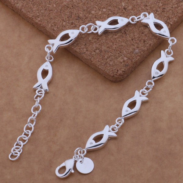 Fish Links Silver Bracelet for Women