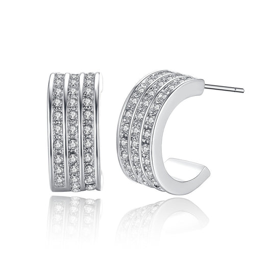 Flashy CZ Half Hoop Earrings