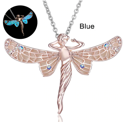 Glow In The Dark Dragonfly Fairy Pendant Necklace