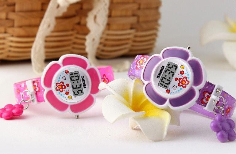 Flower Girl Digital Watch in Pink or Purple - Kids Watch