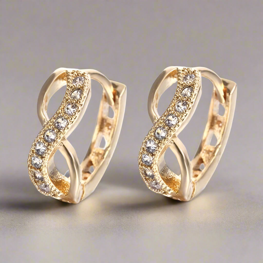 Sparkling Infinity Huggie Hoop 18K Gold Plated Cz Earrings for Women