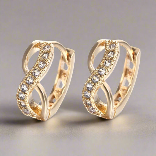 Sparkling Infinity Huggie Hoop 18K Gold Plated Cz Earrings for Women