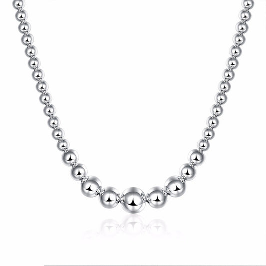 Graduated Beads Silver Necklace