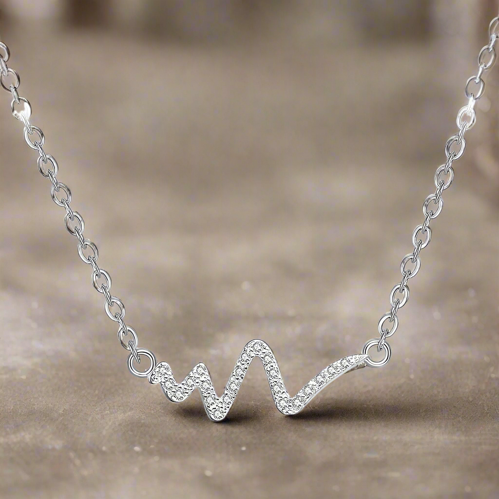 Heartbeat CZ  Silver Necklace