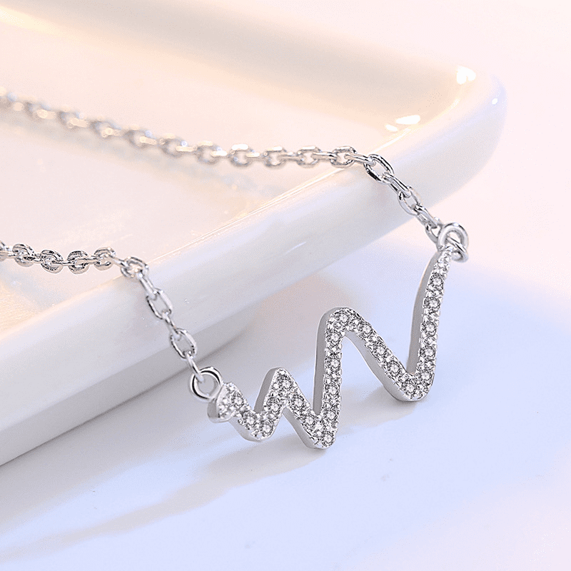 Heartbeat CZ  Silver Necklace