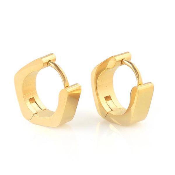 Angled Stainless Steel Huggie Hoop Earrings