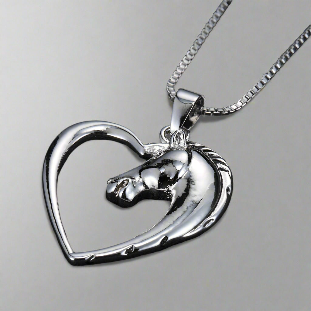 14K Gold Plated Horse Lover Heart Necklace for Woman