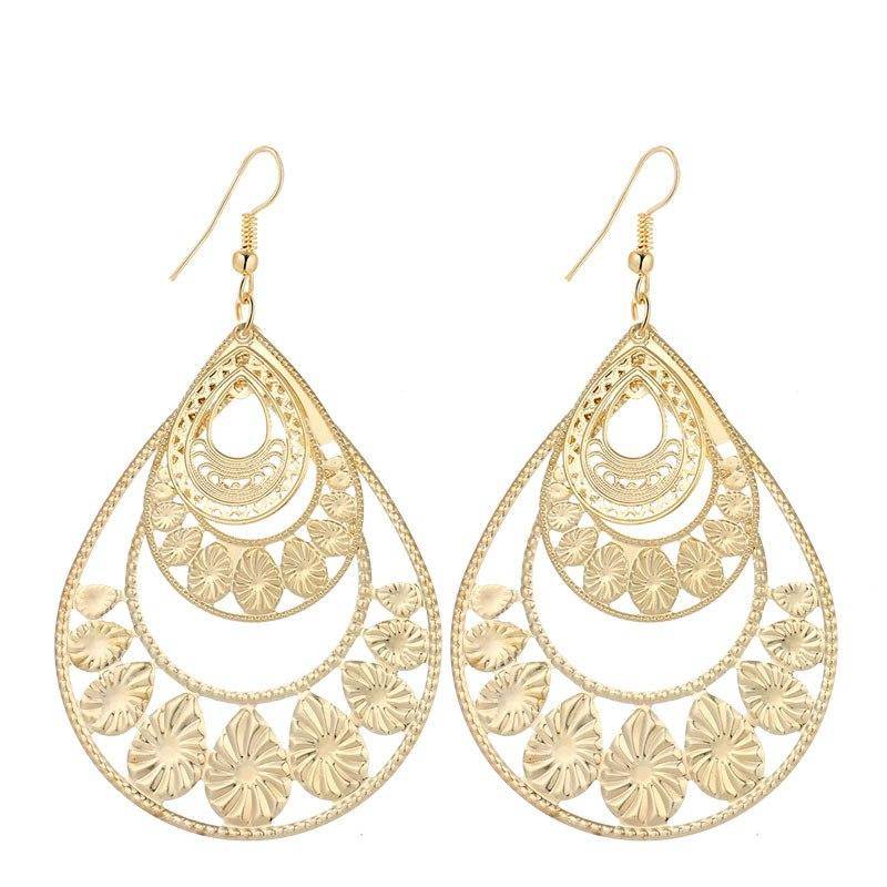 Oversize Dangling Triple Drop Earrings in Gold or Silver