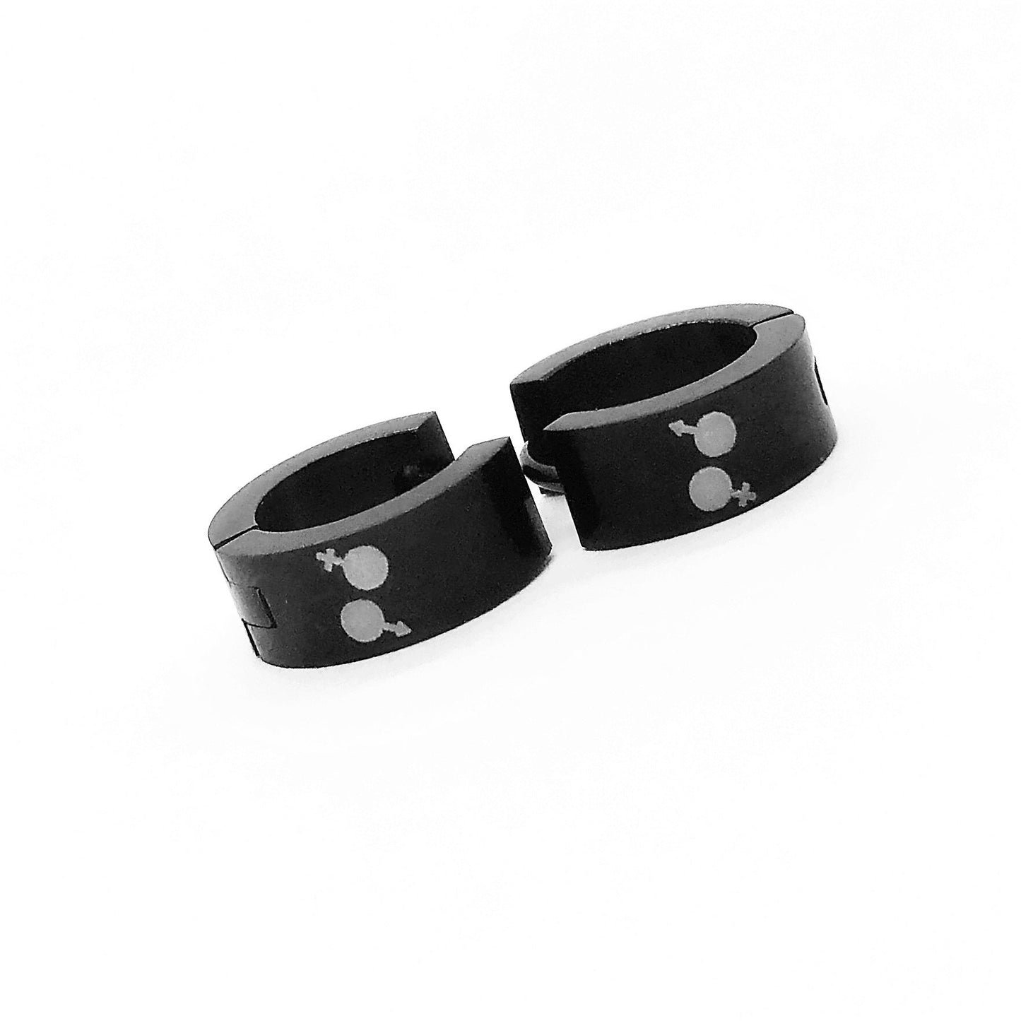 Identity Black Stainless Steel Huggie Hoop Earrings