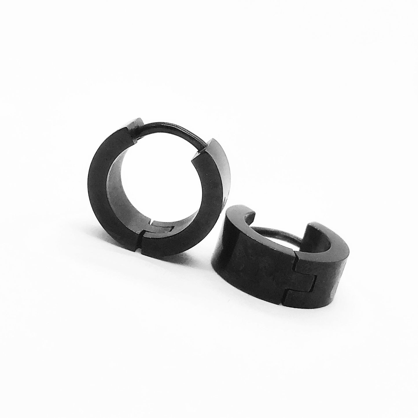 Identity Black Stainless Steel Huggie Hoop Earrings