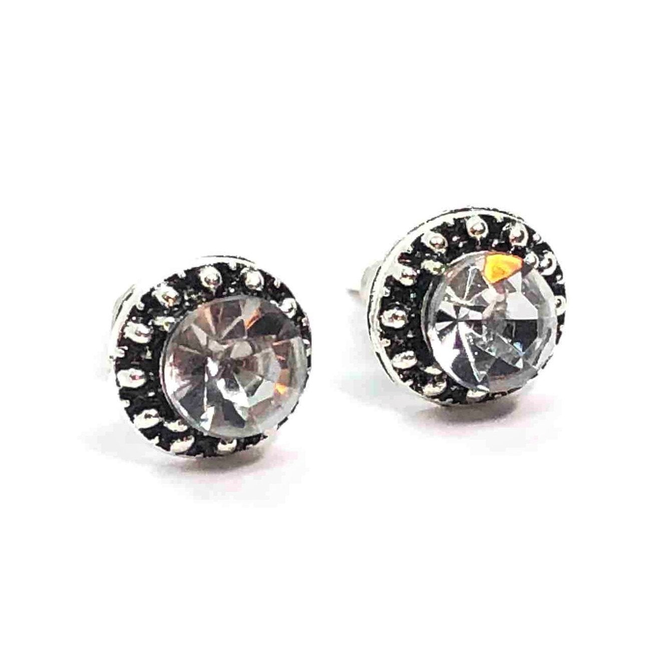 Marcasite Zirconia Flower Halo Stud Earrings